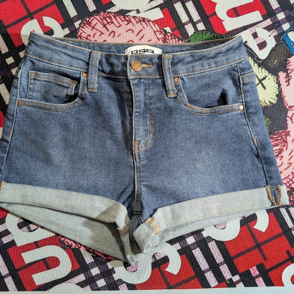 RSQ Dark Blue Denim Cuffed Jean Shorts Size 24
